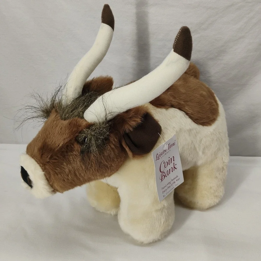 NWT Carstens Leisure Time Animals Plush Longhorn Kids Gift Coin Bank